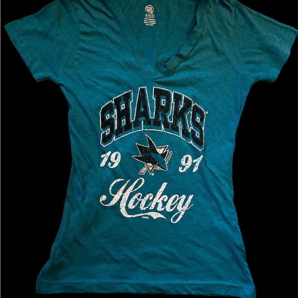 NHL women’s V Neck San Jose Sharks Teal Shirt